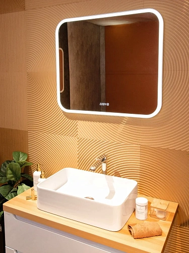 Зеркало Silver mirrors СТИВ-4 700x680 Сенсорный выключатель + ЧАСЫ ФР-00001699 Зеркало Silver mirrors СТИВ-4 700x680 Сенсорный выключатель + ЧАСЫ ФР-00001699