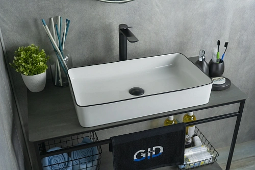 Раковина Gid Nc9399 52225 накладная белая / черная 60x34x11 Раковина Gid Nc9399 52225 накладная белая / черная 60x34x11