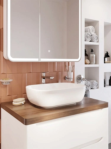 Тумба с раковиной STWORKI Берген 80 белая с темной столешницей, Moduo 50 Square 549471 Тумба с раковиной STWORKI Берген 80 белая с темной столешницей, Moduo 50 Square 549471