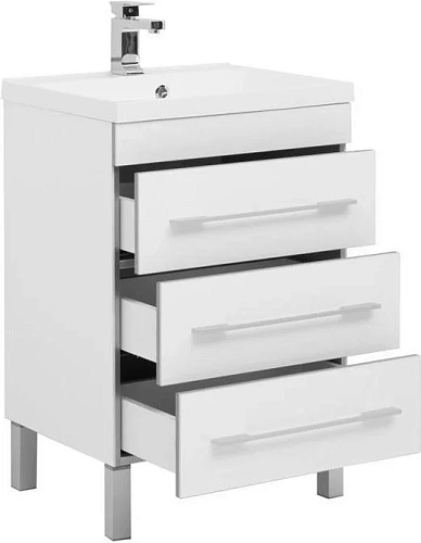 Тумба с раковиной Aquanet Верона 58 белый (напольная 3 ящика) 00287668 Тумба с раковиной Aquanet Верона 58 белый (напольная 3 ящика) 00287668