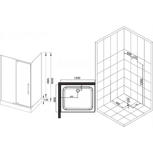 Душевой уголок Esbano (ESUGR8180) ESR-8180 120х80х200 Душевой уголок Esbano (ESUGR8180) ESR-8180 120х80х200