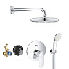 Картинка анонса товара «душевая система grohe eurosmart cosmopolitan с душевым гарнитуром и верхним душем tempesta 210, хром 25183001»