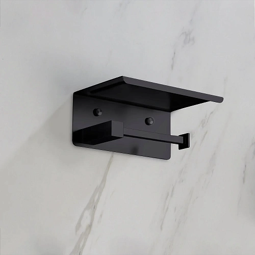 Держатель туалетной бумаги Timo Selene 14044/03 с полкой для телефона черный Держатель туалетной бумаги Timo Selene 14044/03 с полкой для телефона черный