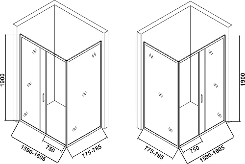 Душевой уголок DIWO Смоленск 160х80 см, профиль хром матовый 556388 Душевой уголок DIWO Смоленск 160х80 см, профиль хром матовый 556388