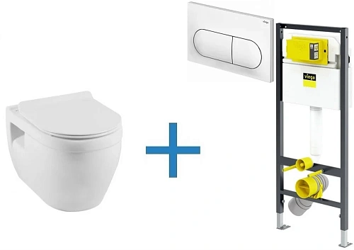 Комплект унитаза с инсталляцией Aquanet Rimless Glide-W CL-11042 (инсталляция Viega Prevista Dry 852 Glide-W + 792831 Комплект унитаза с инсталляцией Aquanet Rimless Glide-W CL-11042 (инсталляция Viega Prevista Dry 852 Glide-W + 792831