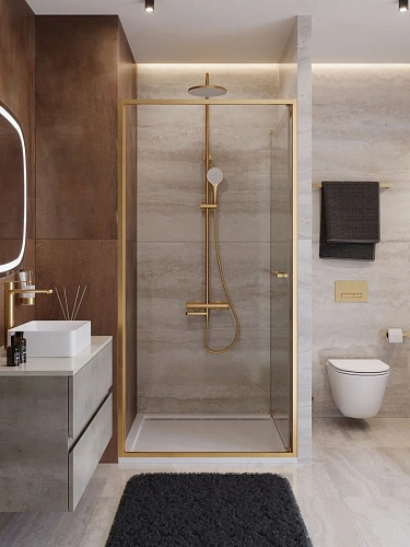 Душевая дверь CEZARES LUX-B-FS-1-100-C-BORO 100 см, профиль брашированное золото, стекло прозрачное Душевая дверь CEZARES LUX-B-FS-1-100-C-BORO 100 см, профиль брашированное золото, стекло прозрачное