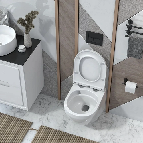 Унитаз подвесной Taliente Amato Vortex, белый, с крышкой микролифт AM45005 Унитаз подвесной Taliente Amato Vortex, белый, с крышкой микролифт AM45005