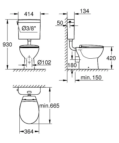 Унитаз напольный GROHE Bau Ceramic, альпин-белый (39560000) Унитаз напольный GROHE Bau Ceramic, альпин-белый (39560000)