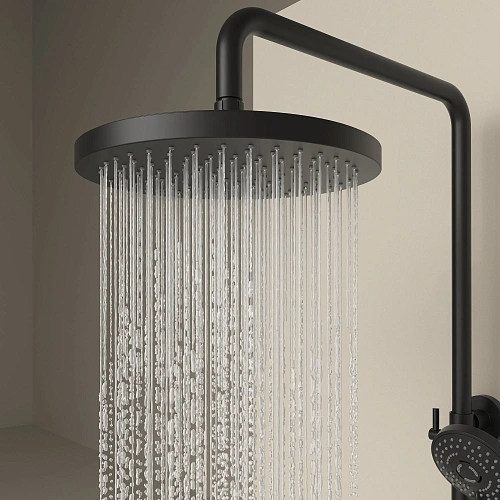 Душевая система SANCOS Teo SC11002MB c термостатом, встроенным изливом, с регулировкой по высоте, черный матовый Душевая система SANCOS Teo SC11002MB c термостатом, встроенным изливом, с регулировкой по высоте, черный матовый