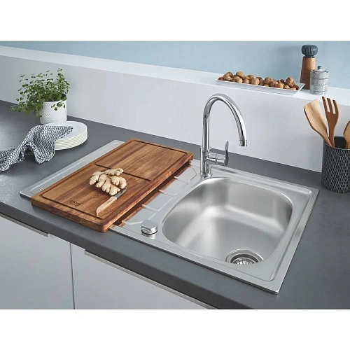 Кухонная мойка GROHE из нержавеющей стали с корзинчатым вентилем, K200 45-S 86/50 (31552SD0) Кухонная мойка GROHE из нержавеющей стали с корзинчатым вентилем, K200 45-S 86/50 (31552SD0)