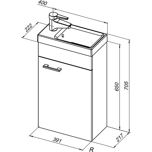 Тумба с раковиной Aquanet Нота R 40 (Moduo) белый 00254037 Тумба с раковиной Aquanet Нота R 40 (Moduo) белый 00254037