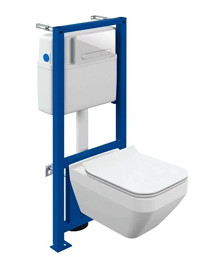 Комплект унитаза Cersanit CREA SQUARE (A68300) инсталляции LINK PRO и клавиши смыва ESTETICA пластик белый 68300 Комплект унитаза Cersanit CREA SQUARE (A68300) инсталляции LINK PRO и клавиши смыва ESTETICA пластик белый 68300