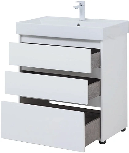 Тумба под раковину Aquanet Nova Lite 75 белый глянец (3 ящика) 00302472 Тумба под раковину Aquanet Nova Lite 75 белый глянец (3 ящика) 00302472