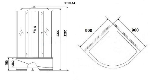 Душевая кабина Niagara NG 3318-14 с гидромассажем Душевая кабина Niagara NG 3318-14 с гидромассажем