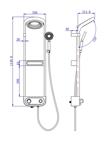 Душевая система AQUAme AQM 8004W с термостатом, Белый AQM8004W Душевая система AQUAme AQM 8004W с термостатом, Белый AQM8004W