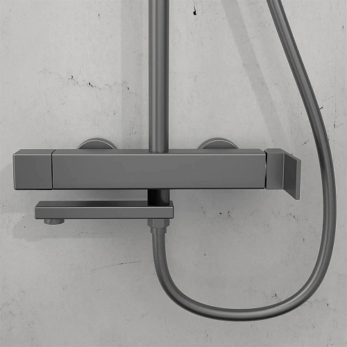 Душевая система Vincea Cube VSFS-1C1GM с изливом, вороненая сталь Душевая система Vincea Cube VSFS-1C1GM с изливом, вороненая сталь