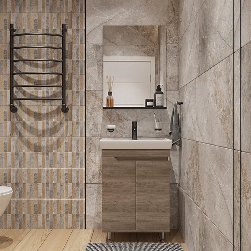 Комплект мебели DIWO Воронеж 60 напольная, ореховый дубослив, с сифоном 579749 Комплект мебели DIWO Воронеж 60 напольная, ореховый дубослив, с сифоном 579749