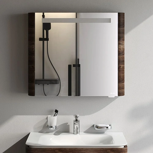 Зеркальный шкаф AM.PM Sensation M30MCR0801NF правый, 80 см, с подсветкой, орех Зеркальный шкаф AM.PM Sensation M30MCR0801NF правый, 80 см, с подсветкой, орех