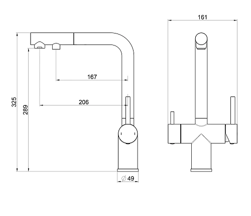 Смеситель для кухни Wonzon & Woghand (WW-88458018-CR) с выдвижным изливом и подключением фильтра, хром Смеситель для кухни Wonzon & Woghand (WW-88458018-CR) с выдвижным изливом и подключением фильтра, хром
