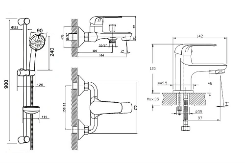 Комплект смесителей Orange Iris M41-311cr хром Комплект смесителей Orange Iris M41-311cr хром