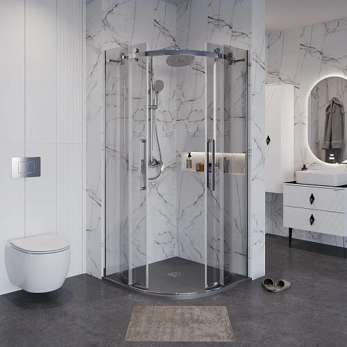 Душевой уголок GROSSMAN Classic 301.K33.04.9090.10.00 (90x90x195) полукруг,раздвиж,хром, стекло прозрачное Душевой уголок GROSSMAN Classic 301.K33.04.9090.10.00 (90x90x195) полукруг,раздвиж,хром, стекло прозрачное