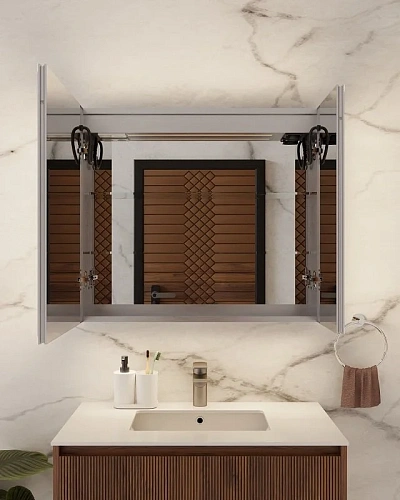 Зеркальный шкаф ArtDecco Elysian Reflect 80 AER08070MC в алюминиевой раме, с подсветкой Зеркальный шкаф ArtDecco Elysian Reflect 80 AER08070MC в алюминиевой раме, с подсветкой