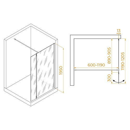 Душевая перегородка RGW Walk In WA-051 (WA-010 + Z-071) 900 мм 351005193-11 хром, Easy Clean Душевая перегородка RGW Walk In WA-051 (WA-010 + Z-071) 900 мм 351005193-11 хром, Easy Clean