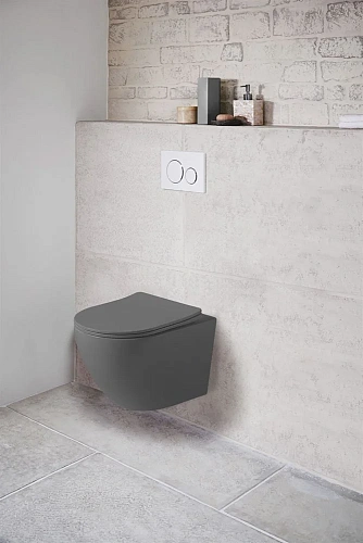 Унитаз подвесной Vincea Globo VT1-14SMA безободковый, цвет антрацит мат., ультратонкое сиденье soft- Унитаз подвесной Vincea Globo VT1-14SMA безободковый, цвет антрацит мат., ультратонкое сиденье soft-