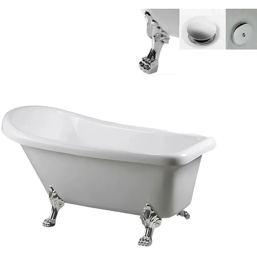 Ванна отдельностоящая Ceruttispa VITO 150 CT9320 1550x740x750 акриловая, на львиных алюминиевых лапах хром Ванна отдельностоящая Ceruttispa VITO 150 CT9320 1550x740x750 акриловая, на львиных алюминиевых лапах хром