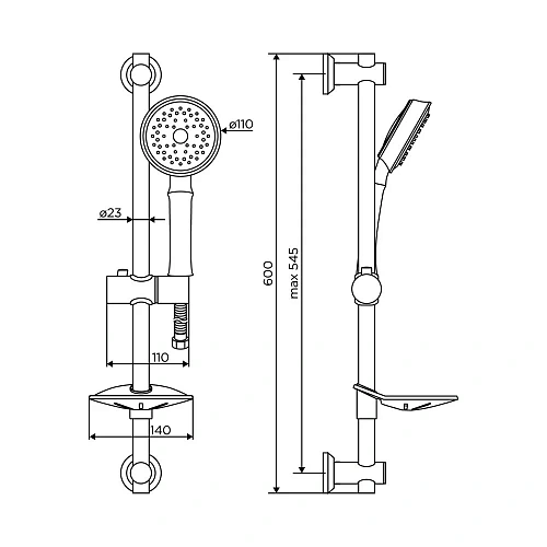 Душевой гарнитур Dorff Classic D0180000 стойка 600 мм Душевой гарнитур Dorff Classic D0180000 стойка 600 мм