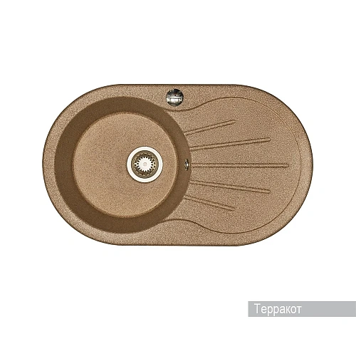Кухонная мойка Aquaton Паола 1A714032PA270 из литого мрамора, круглая, с крылом терракотовая Кухонная мойка Aquaton Паола 1A714032PA270 из литого мрамора, круглая, с крылом терракотовая