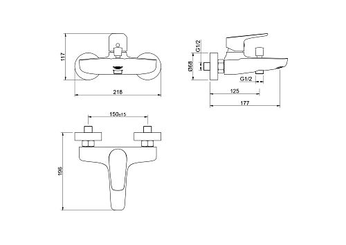 Смеситель для ванны Aquatek Бетта AQ1140BGM черный хром шлифованный Смеситель для ванны Aquatek Бетта AQ1140BGM черный хром шлифованный