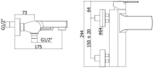 Смеситель для ванны Paffoni Ringo RIN022BO Смеситель для ванны Paffoni Ringo RIN022BO