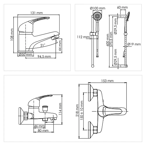 Комплект смесителей Wasserkraft 3 в 1 A31011 Комплект смесителей Wasserkraft 3 в 1 A31011