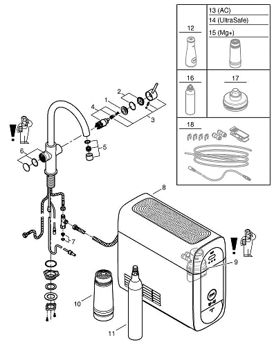 Смеситель для кухни GROHE Blue Home с функциями фильтрации, охлаждения и газирования водопроводной в 31456DC0 Смеситель для кухни GROHE Blue Home с функциями фильтрации, охлаждения и газирования водопроводной в 31456DC0