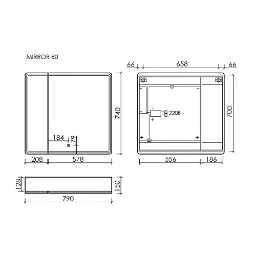 Зеркальный шкаф Sancos Mirror MI80EG 790x150х740 мм, с LED подсветкой, дуб галифакс натуральный Зеркальный шкаф Sancos Mirror MI80EG 790x150х740 мм, с LED подсветкой, дуб галифакс натуральный