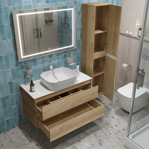 Тумба со столешницей и раковиной BelBagno KRAFT 100 kraft100rnn-kepbo-1302-set подвесная KRAFT100RNN-KEPBO-1302-SET Тумба со столешницей и раковиной BelBagno KRAFT 100 kraft100rnn-kepbo-1302-set подвесная KRAFT100RNN-KEPBO-1302-SET