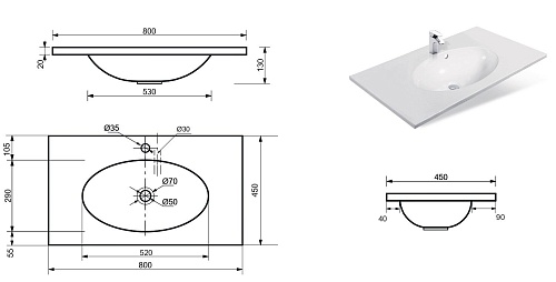 Раковина Эстет Vegas 80 silk ФР-00014922 800х450 накладная Раковина Эстет Vegas 80 silk ФР-00014922 800х450 накладная