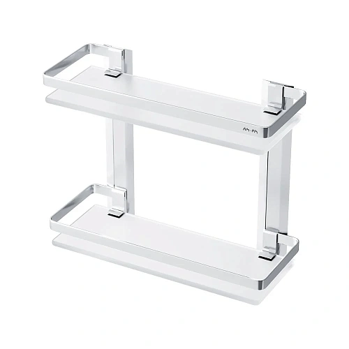 Полка AM.PM Sense L A7455200 двухуровневая, стеклянная, алюминий Полка AM.PM Sense L A7455200 двухуровневая, стеклянная, алюминий