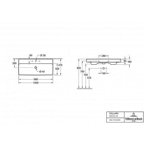 Раковина Villeroy & Boch Collaro 4A33A5R1 (4A33 A5 R1) CeramicPlus Раковина Villeroy & Boch Collaro 4A33A5R1 (4A33 A5 R1) CeramicPlus