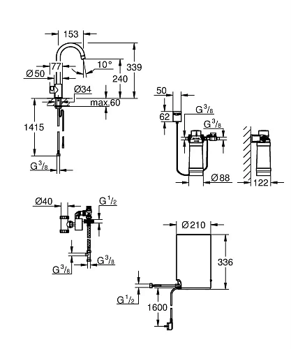 Смеситель для кухни GROHE Red Mono New с функцией кипячения воды (Водонагреватель M-size в комплекте 30085001 Смеситель для кухни GROHE Red Mono New с функцией кипячения воды (Водонагреватель M-size в комплекте 30085001