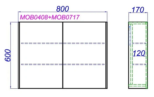 Корпус зеркального шкафа 80 см AQWELLA Mobi MOB0408 Корпус зеркального шкафа 80 см AQWELLA Mobi MOB0408