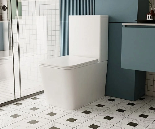 Унитаз напольный ABBER Rechteck AC1210 компакт белый, безободковый с крышкой микролифт Унитаз напольный ABBER Rechteck AC1210 компакт белый, безободковый с крышкой микролифт