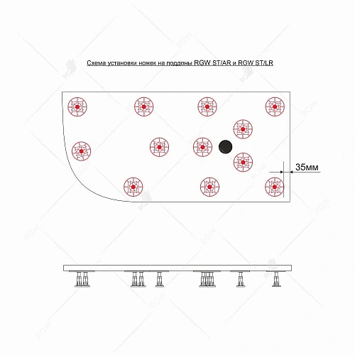 Ножки для поддона RGW N-12 (12 штук) 03231210-00 Ножки для поддона RGW N-12 (12 штук) 03231210-00