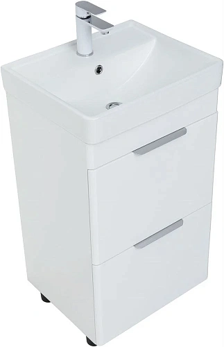 Тумба под раковину Aquanet Ирис new 50 белый глянец (2 ящика) 00310151 Тумба под раковину Aquanet Ирис new 50 белый глянец (2 ящика) 00310151