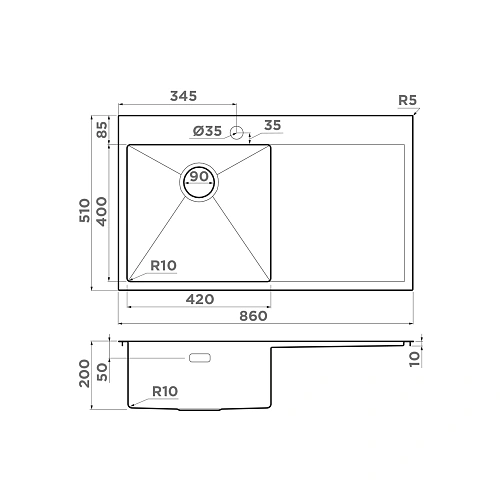 Кухонная мойка Omoikiri Akisame 86-IN-L нерж.сталь/нержавеющая сталь 4993760 Кухонная мойка Omoikiri Akisame 86-IN-L нерж.сталь/нержавеющая сталь 4993760