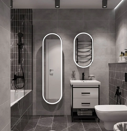 Шкаф-пенал STWORKI Мальмё МВК076 45, с подсветкой, черный 541644 Шкаф-пенал STWORKI Мальмё МВК076 45, с подсветкой, черный 541644