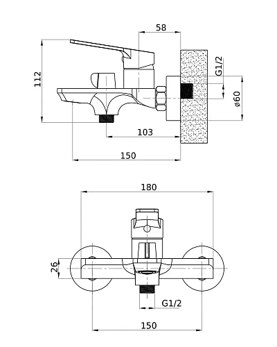 Смеситель для ванны Orange FLAT M12-100cr Смеситель для ванны Orange FLAT M12-100cr