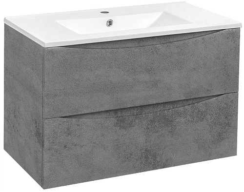 Тумба под раковину Vincea Mia 800 подвесная, 2 выкатных ящика soft close, Beton VMC-2MC800BT Тумба под раковину Vincea Mia 800 подвесная, 2 выкатных ящика soft close, Beton VMC-2MC800BT