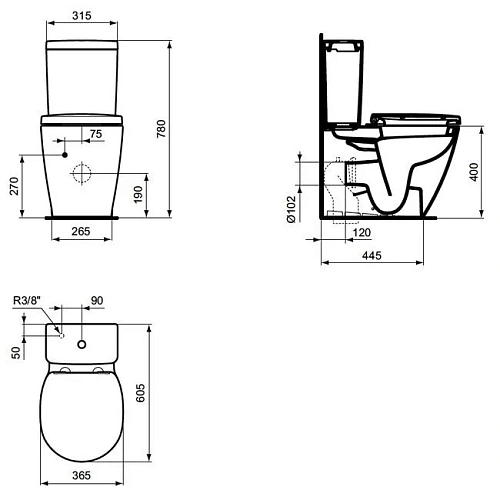 Чаша напольного унитаза Ideal Standard CONNECT SPACE E119601 без сиденья Чаша напольного унитаза Ideal Standard CONNECT SPACE E119601 без сиденья